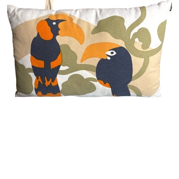 Marimekko Pillow Cover and Pillow 14.5" X 23" Parrot Colorful Cotton Linen Zip - Picture 1 of 8